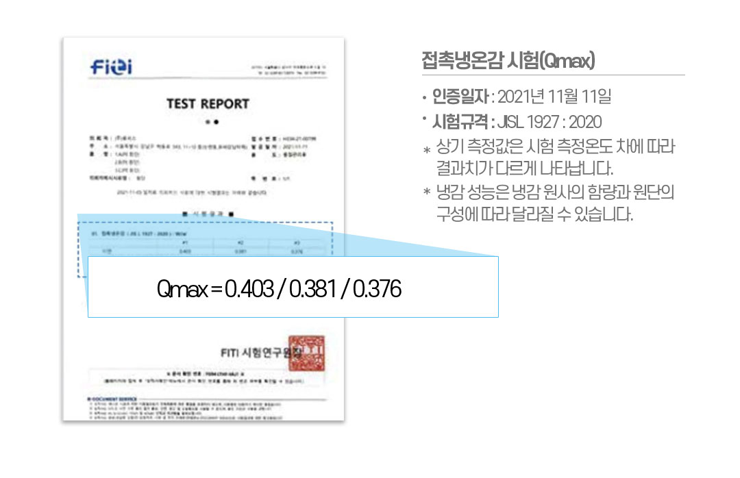 접촉냉온감 시험(Qmax)